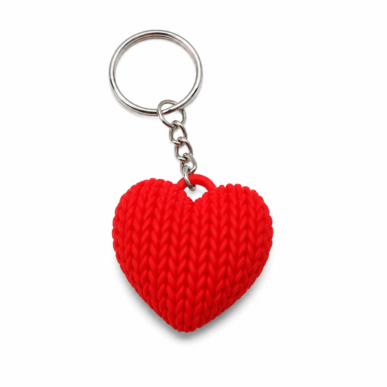 Porta-Chaves Coração Tricot em Impressão 3D – Vermelho